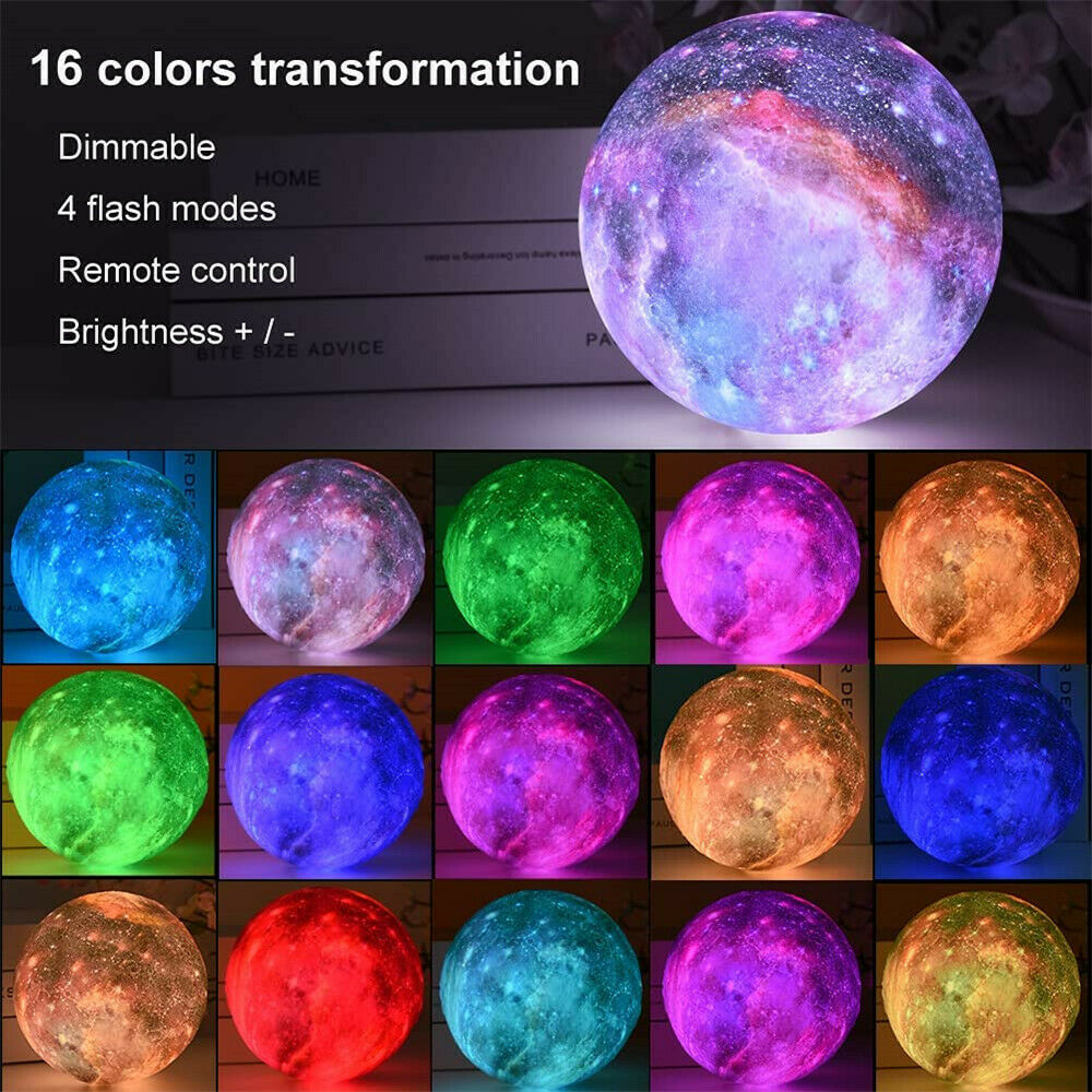 3D Printing Galaxy Lamp Moonlight USB LED Night Lunar Light Touch Color Changing Moon Lamp