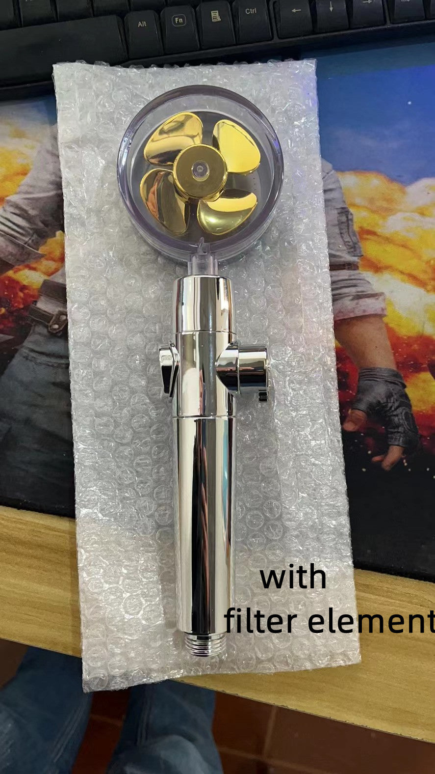 New Turbo Propeller Shower Head Water Saving High Preassure Flow 360 Degrees With Fan Extension Showerhead Rainfall With Holder